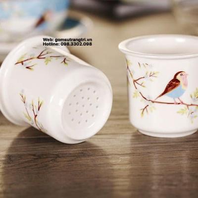 BỘ TRÀ CHIỀU 1 NGƯỜI HỌA TIẾT CHIM HOA
